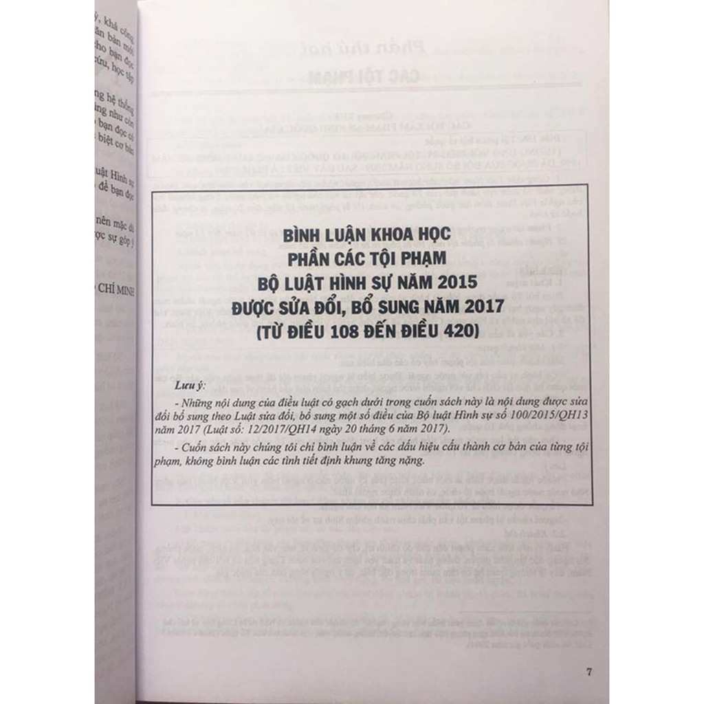 Sách- Bình luận khoa học phần các tội phạm bộ luật hình sự 2015 sửa đổi bổ sung 2017