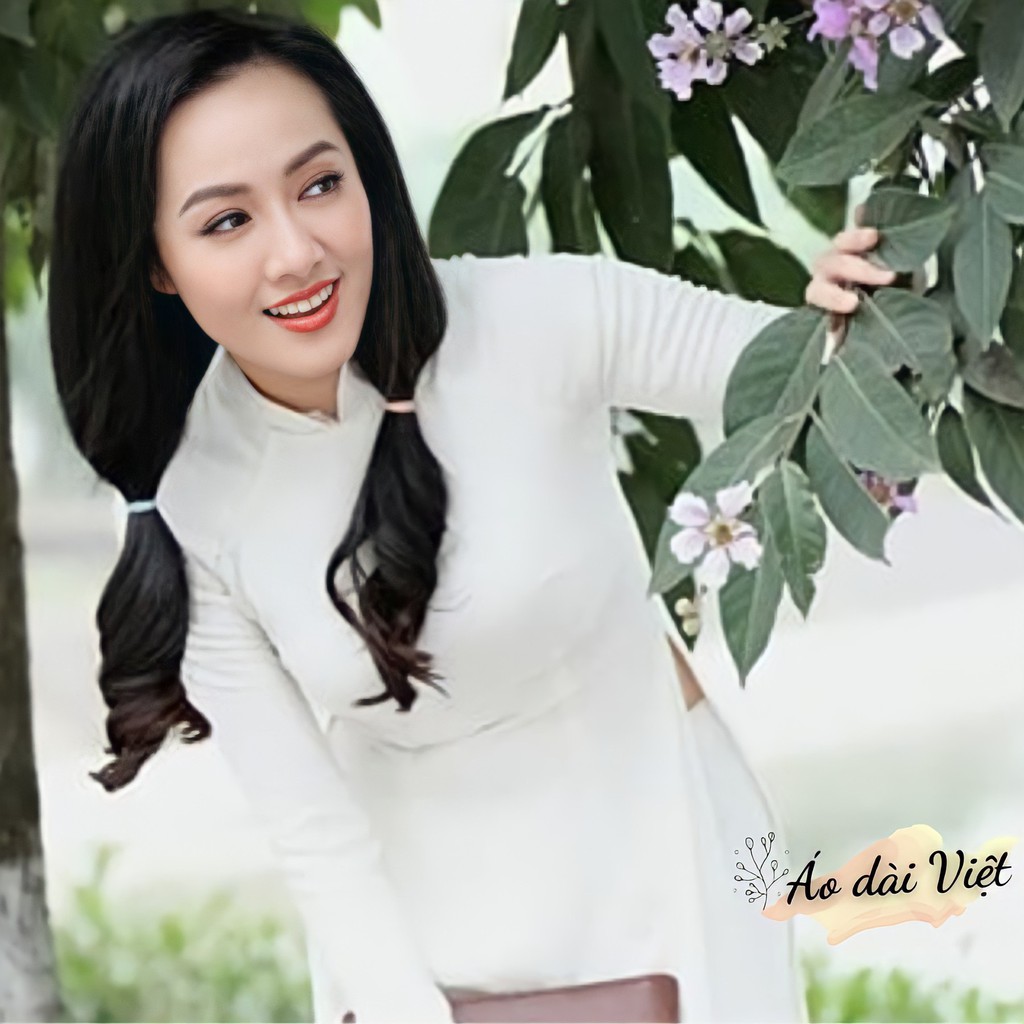 Áo dài trắng nữ học sinh đi học may sẵn truyền thống lụa ng.ọc trai