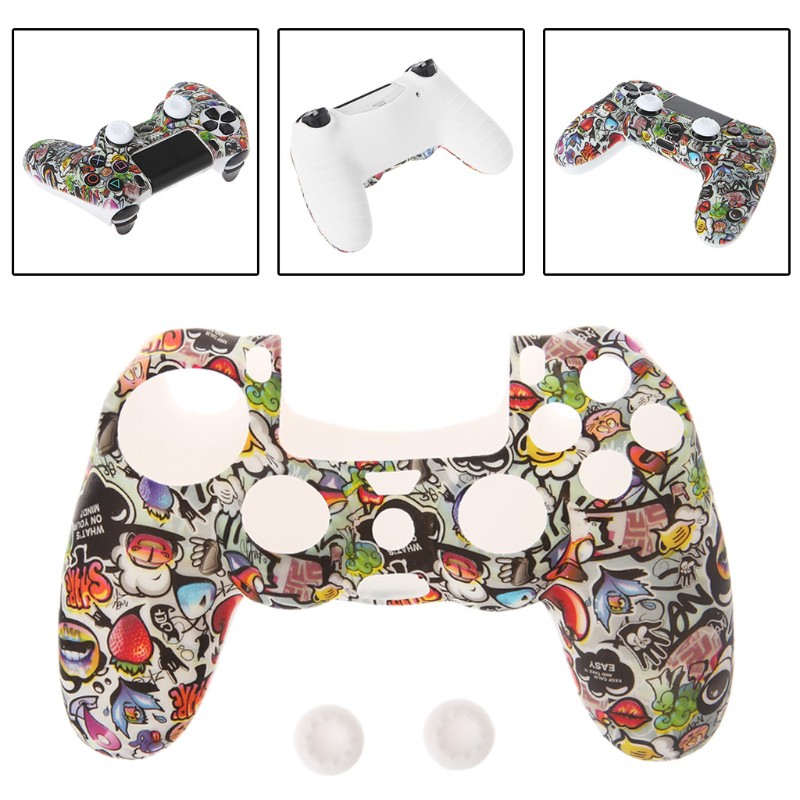 Vỏ silicon bảo vệ tay cầm chơi game PS4 kèm 2 vỏ bọc nút bấm | BigBuy360 - bigbuy360.vn