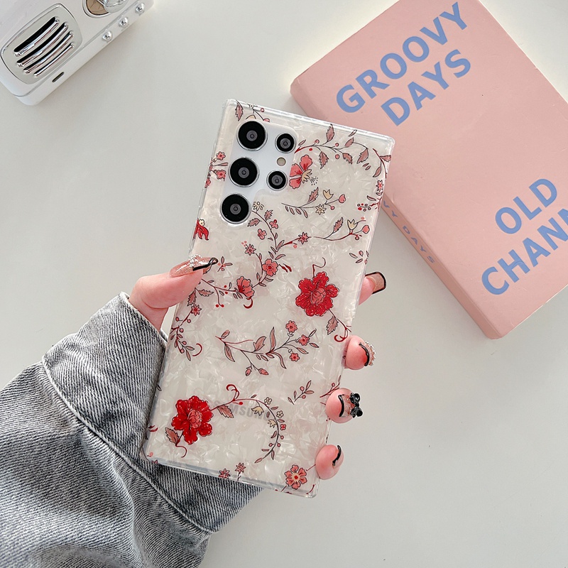 Bao Da Điện Thoại Họa Tiết Hoa Màu laser Cho samsung s22 ultra s22 plus s21fe Ốp