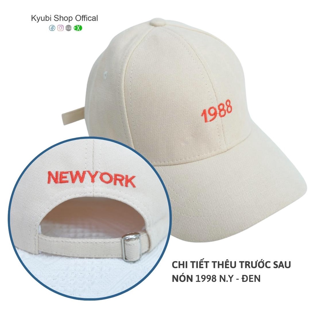 Nón mũ lưỡi trai NYC - Nón kết lưỡi trai thêu chũ KYUBI phong cách Retro hàn quốc