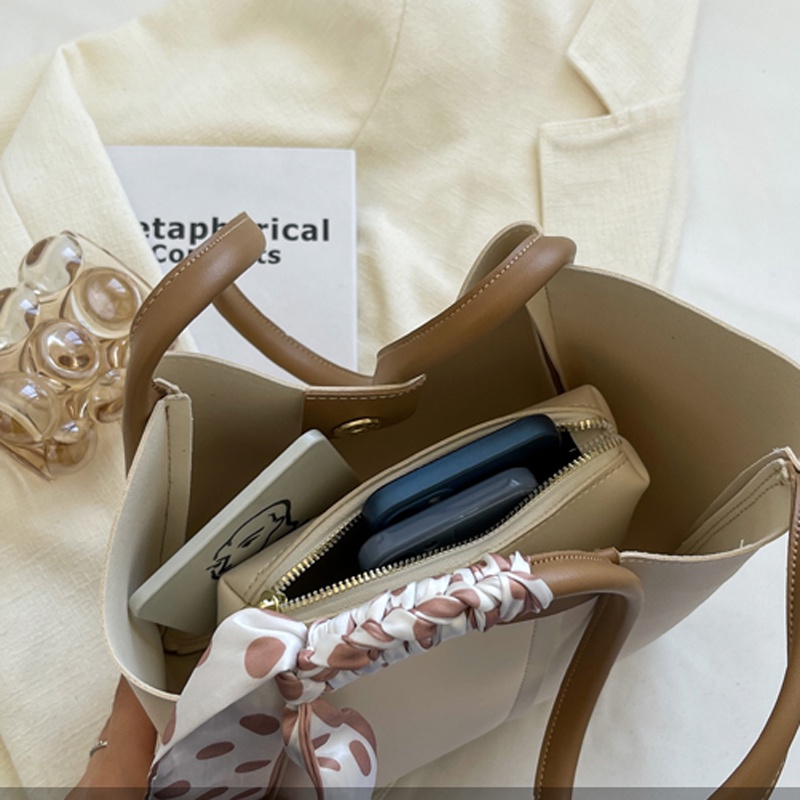 Ielgy Túi tote Đeo Vai Bằng Lụa Tinh Tế Đơn Giản Màu Sắc Tương Phản Thời Trang Dễ Phối Đồ Cho Mẹ Và Con Gái