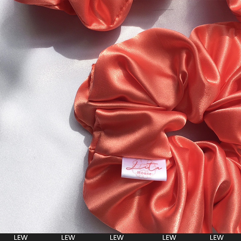 LEW - Dây chun buộc tóc Satin Scrunchies Handmade I CORAL ORANGE
