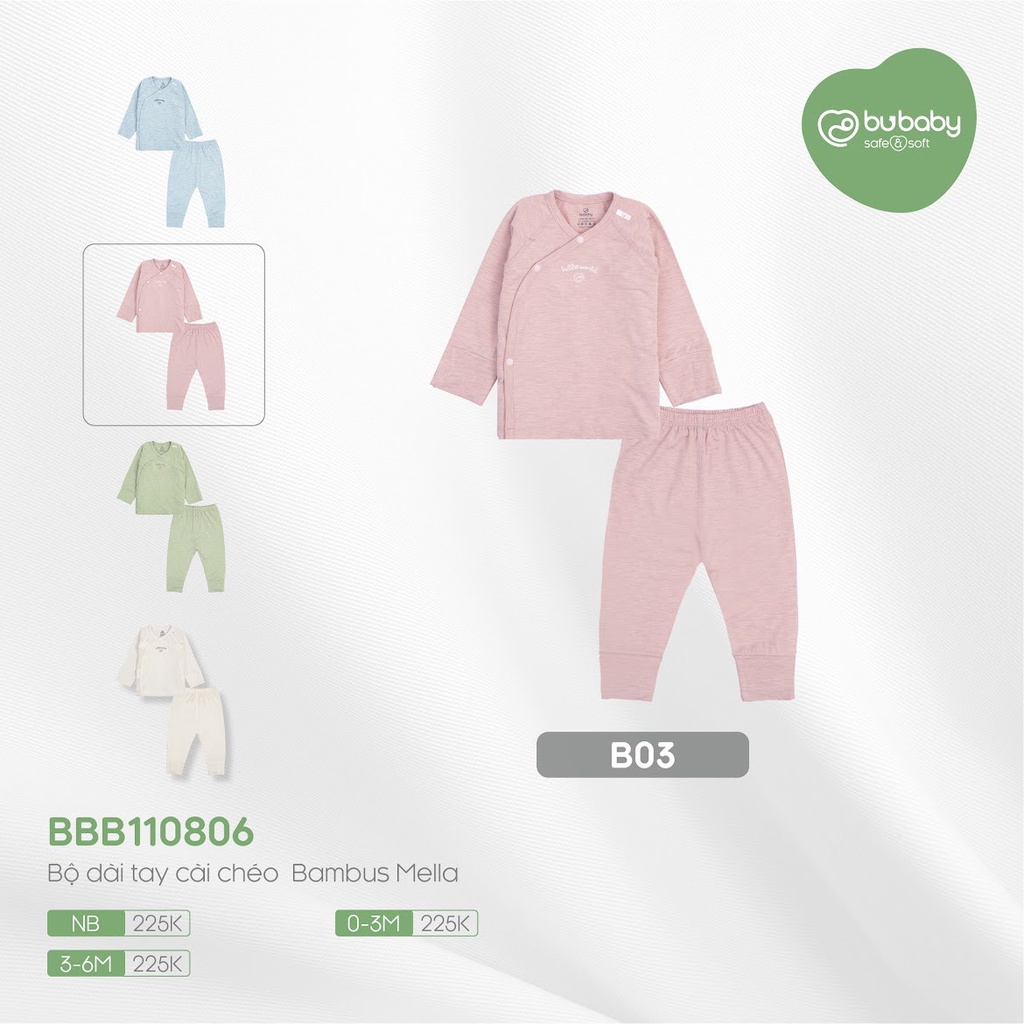 BUBABY - Bộ cài chéo dài tay Bambus KIMONO