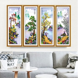 Tranh Thêu Chữ Thập Tứ Quý Xuân Hạ Thu Đông LV3072