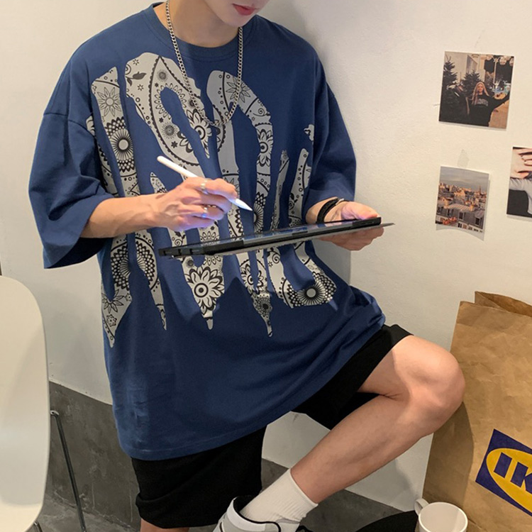 ♞AFF LIGA♞ áo nam Tay Ngắn Oversize Phong Cách Hip Hop Năng Động