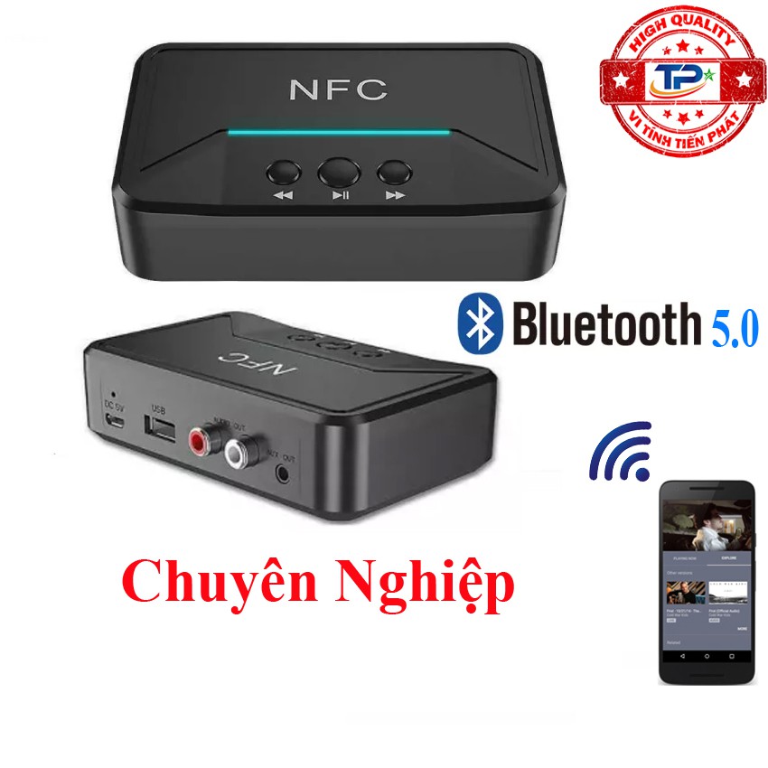 Bộ thu âm thanh Bluetooth 5.0 NFC BT200 Music Audio Receiver biến Loa, Amply thường thành có bluetooth chuyên nghiệp