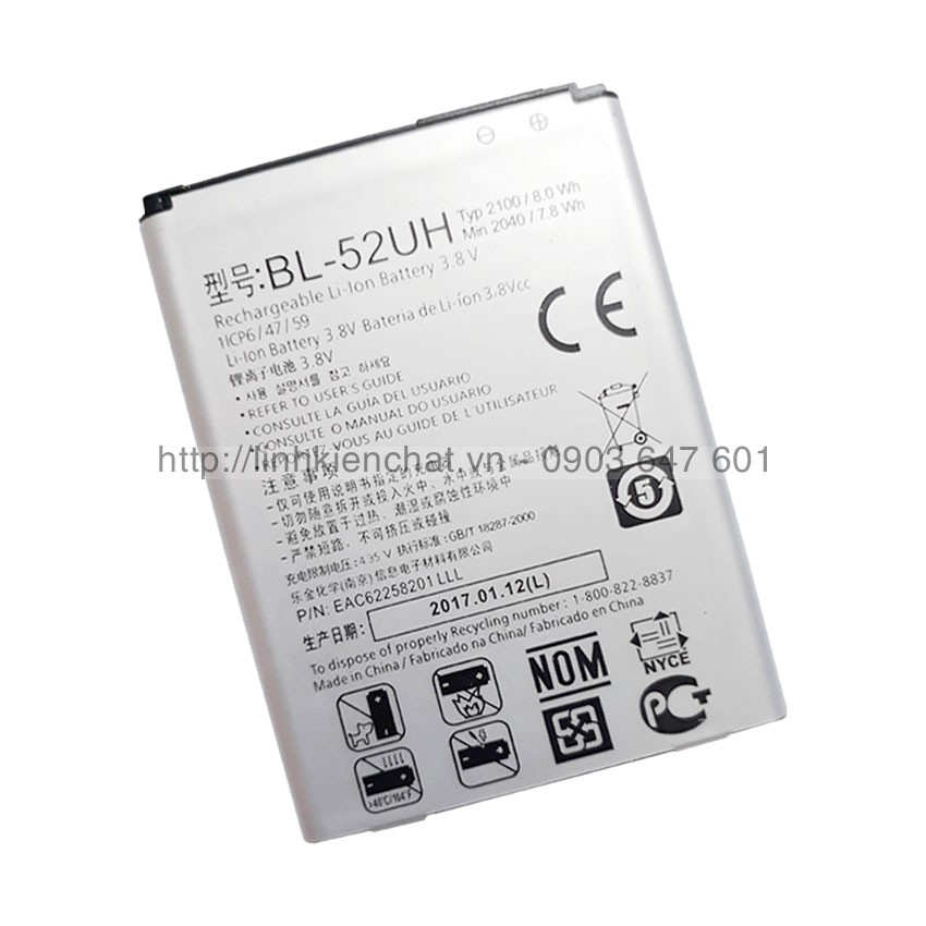 Pin LG L70 L65 D320 D325 D280 D285 BL-52UH 2100mAh - Hàng nhập Khẩu