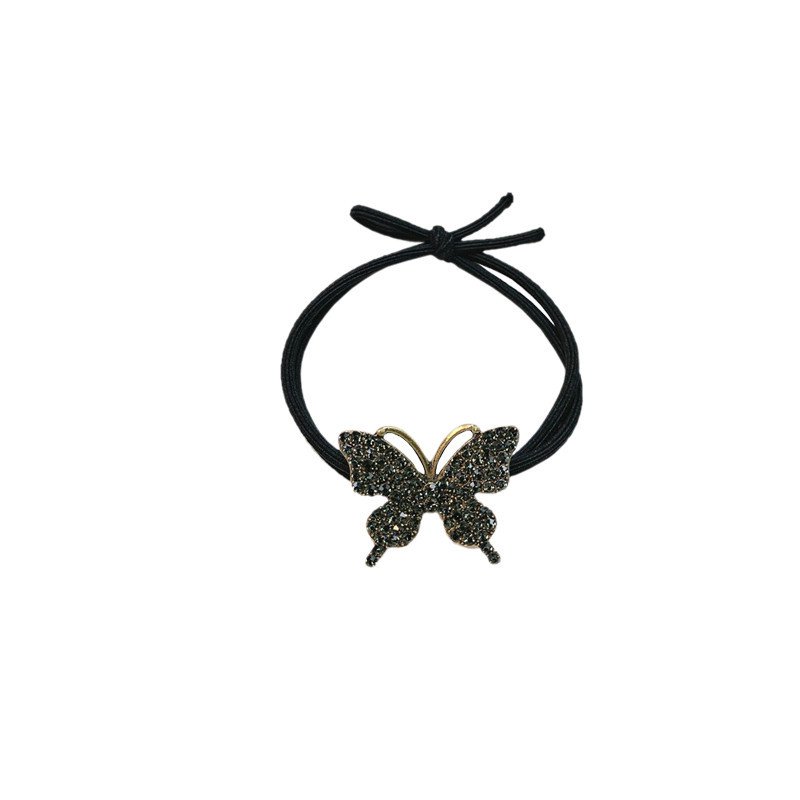 Metal Butterfly Spot Drill Rubber Band Internet Celebrity Simple Hair Ring Geometric Chanel-Style Female Hair Tie Temperament Hair Rope Hair Accessories