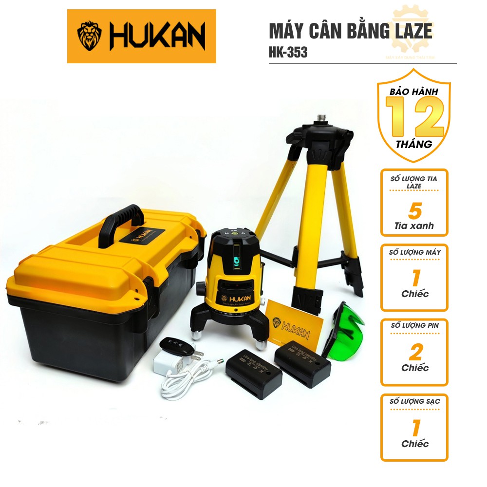 Máy cân bằng laze, bắn cos 5 tia xanh HUKAN HK-253 có điều kiển từ xa