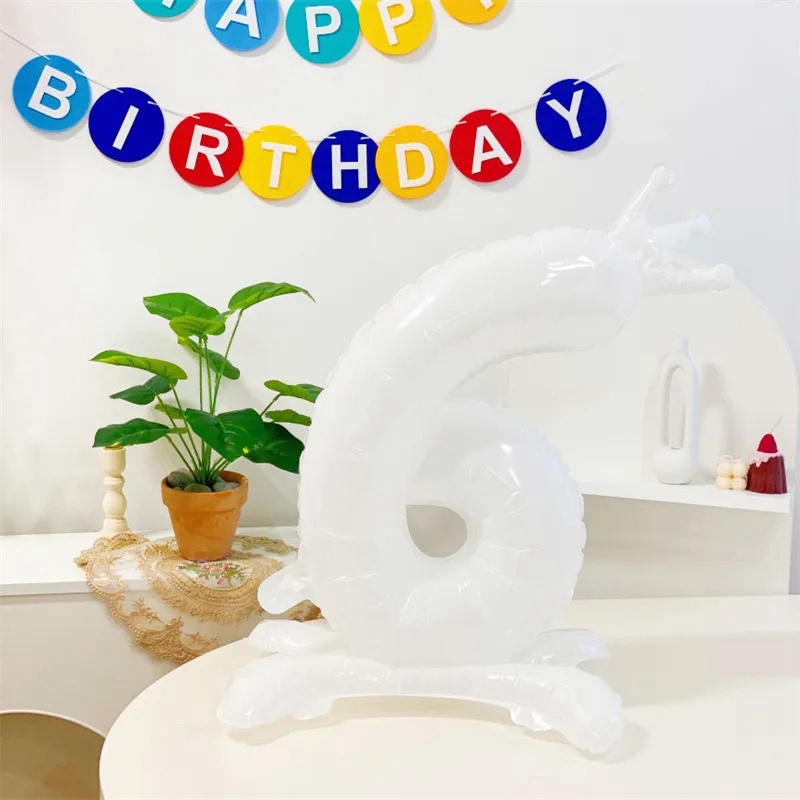 Bong Bóng Nhôm 32 Inch Hình Chữ Số Màu Trắng / Đen