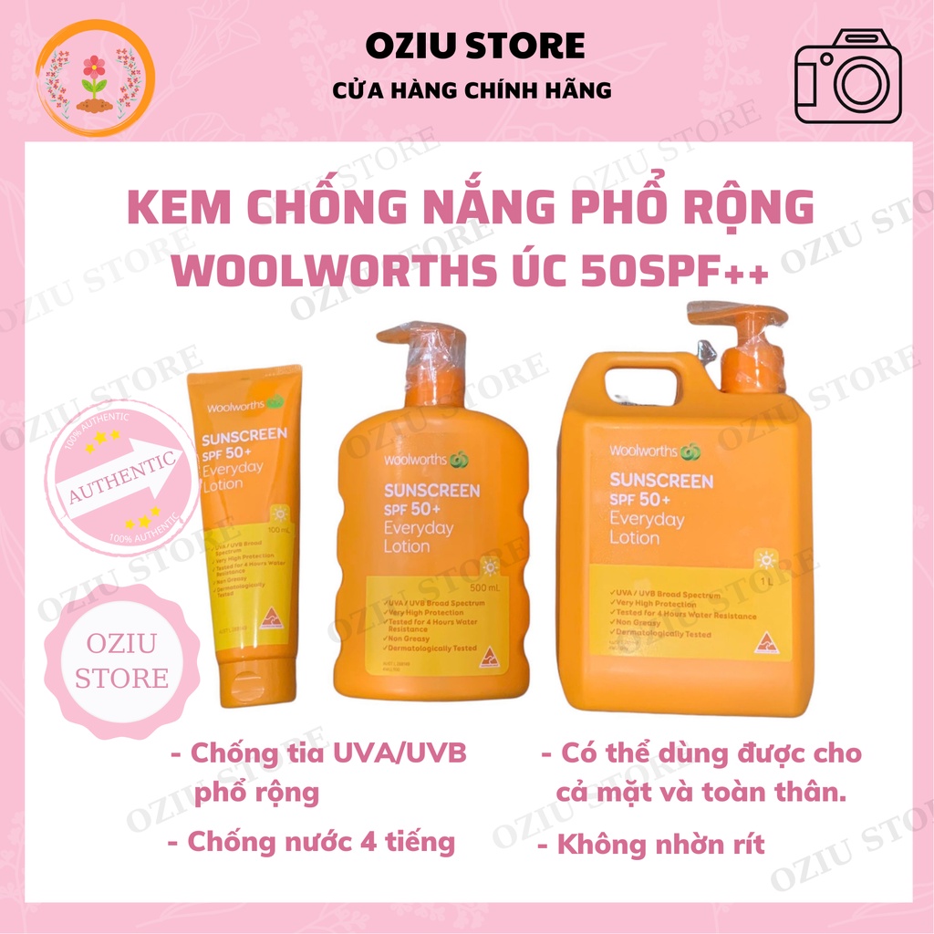 Kem chống nắng phổ rộng Woolworths Úc 50SPF++