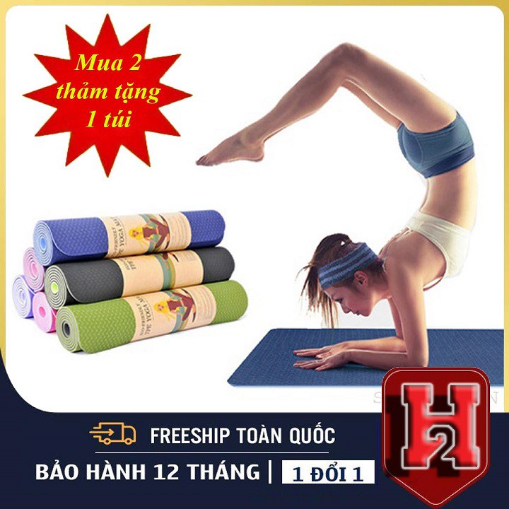 ❤️Tặng Túi Đựng Thảm Khi Mua 2 ❤️ Thảm Tập Yoga 2 Lớp 6MM _Cao Cấp_Siêu Rẻ Khách Được Chọn Màu_Siêu Hot