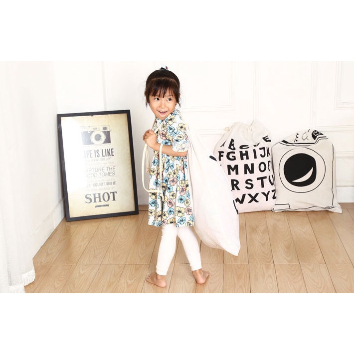 Giỏ đựng đồ chơi, túi đựng đồ dùng gia đình có dây rút kích thước 65x65cm