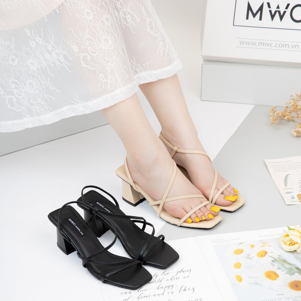 Giày Cao Gót Thời Trang MWC Đế Vuông 5CM Quai Mảnh Đan Chéo Xinh Xắn MWC NUCG-4101