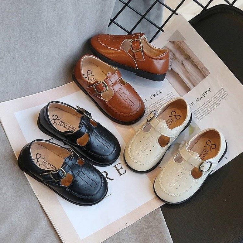 Giày búp bê da Oxford DX siêu mềm, êm chân phong cách tiểu thư vintage mã 221G009