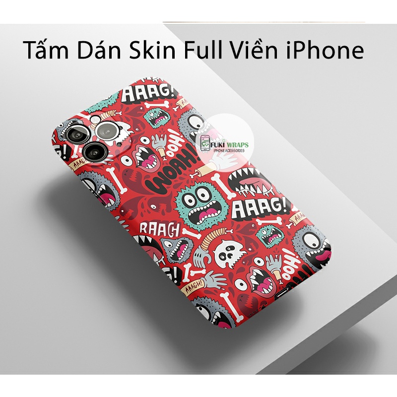 Tấm dán Skin Mặt Sau Quái Vật FULL VIỀN Dành Cho 13ProMax 12ProMax 11ProMax X XS XR XSMAX - FukiShop