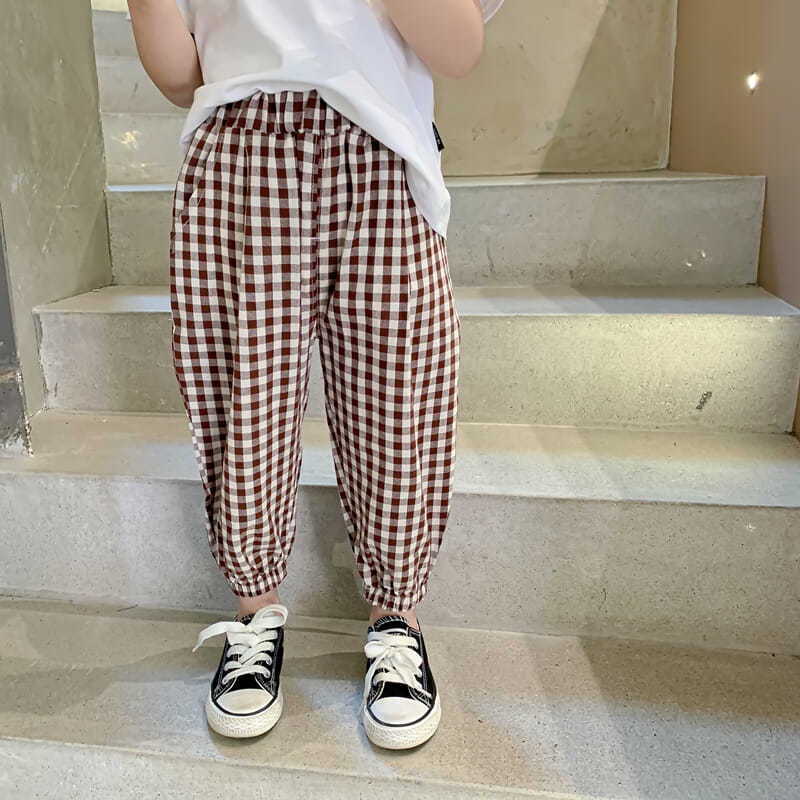 Quần ống rộng họa tiết sọc caro thiết kế mới thời trang mùa hè dành cho nữ