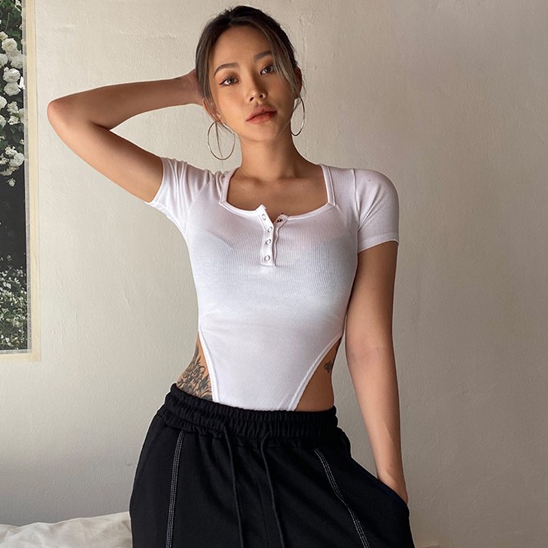  A456 ÁO BODYSUIT NGẮN TAY CỔ MỞ PHONG CÁCH CHÂU ÂU SEXY | BigBuy360 - bigbuy360.vn