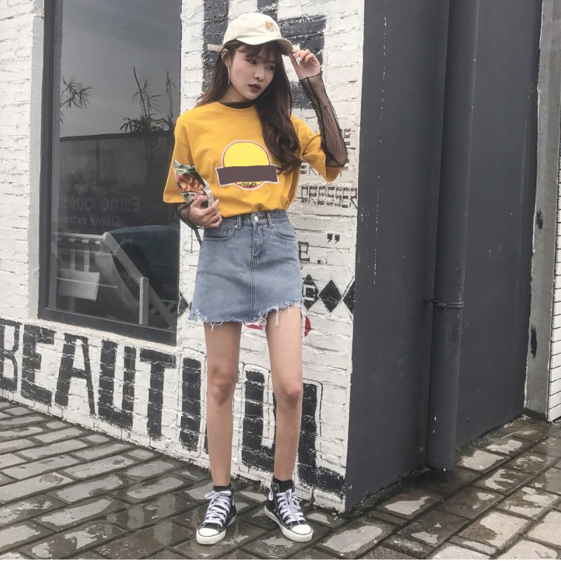 Chân váy jean nữ chữ a Emilyshop