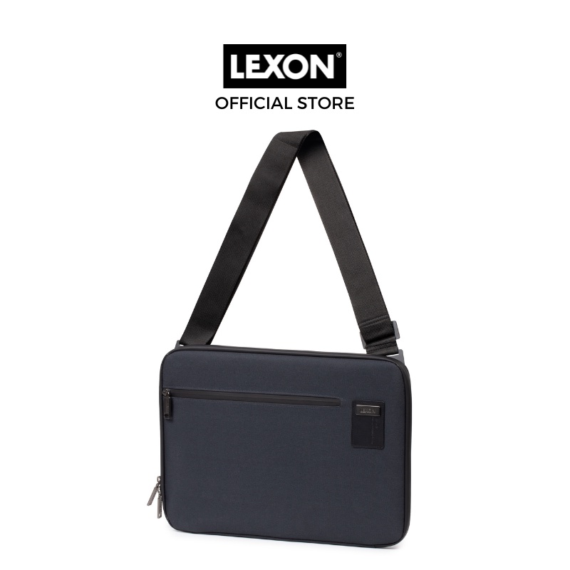 Túi đựng laptop đeo chéo LEXON size 15inch màu đen/xanh - TRACK+ LAPTOP BRIEF