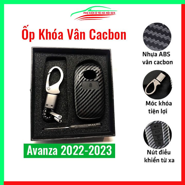 Ốp khóa cacbon Avaza 2021-2023 kèm móc khóa
