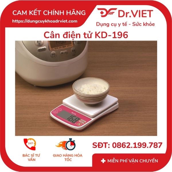 Cân Điện Tử KD-196 nhỏ gọn, tiện lợi, có thể đo lượng calories của cơm - Dr Viet