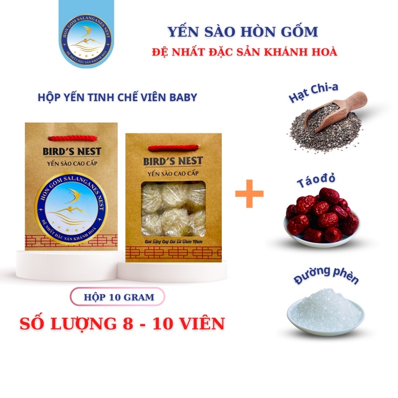 Yến Tinh Chế Cao Cấp Viên Baby - H G SALANGANES NEST - Yến Sào Hòn Gốm Chính Hiệu Khánh Hoà