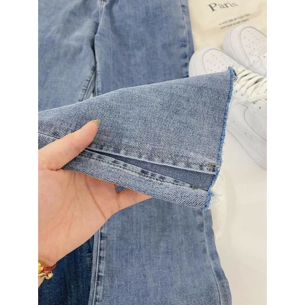 QUẦN JEAN XẺ VẠT GẤU CO GIÃN 2 MÀU