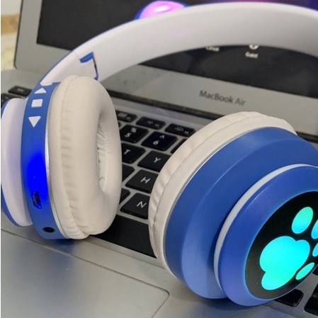 Tai Nghe Bluetooth Tai Mèo Có Đèn LED Đổi Màu Không Dây Gập Gọn, Tai Nghe Chụp Tai Mèo, Headphone Bluetooth Tai Mèo