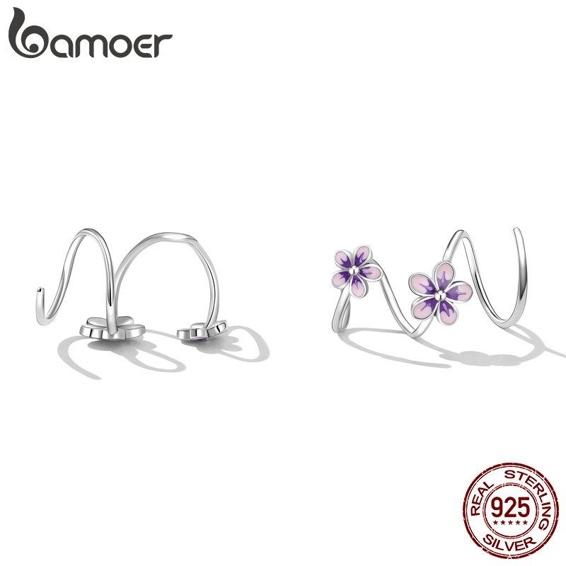 BAMOER Bông Tai bạc 925 Hình Hoa Đính Đá zircon Thời Trang Cho Nữ