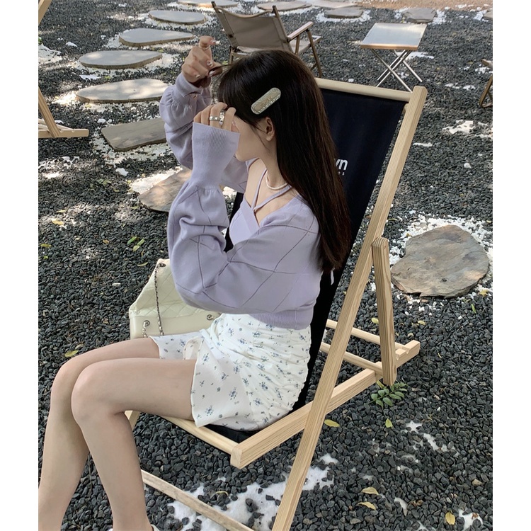 COZOK Set áo dệt kim + áo tay dài thời trang xinh xắn cho nữ