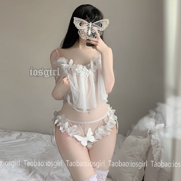 Bộ ngủ ren đính hoa 2 mảnh cao cấp điệu đà 5297