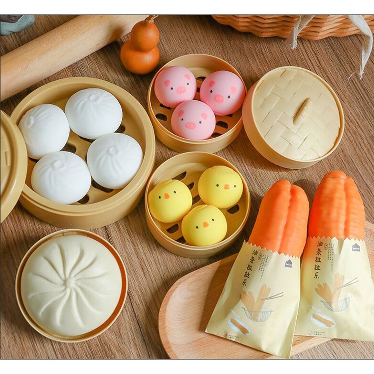 Squishy Mochi Bánh Tròn Hoa Quả Trái Cây siêu đàn hồi mềm mịn dễ thương xả stress