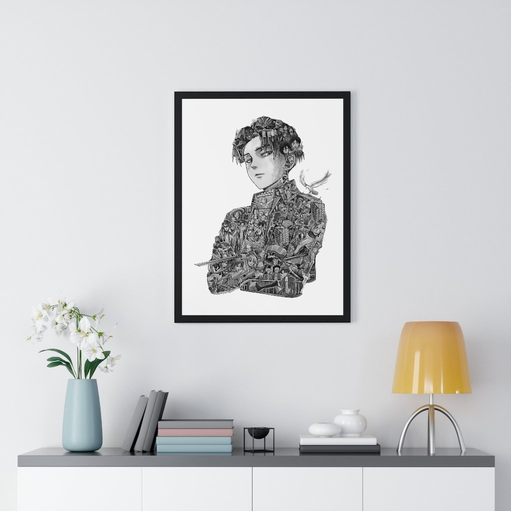 Tranh khung kính Levi - Attack on titan - Tranh treo tường anime - Trang trí decor