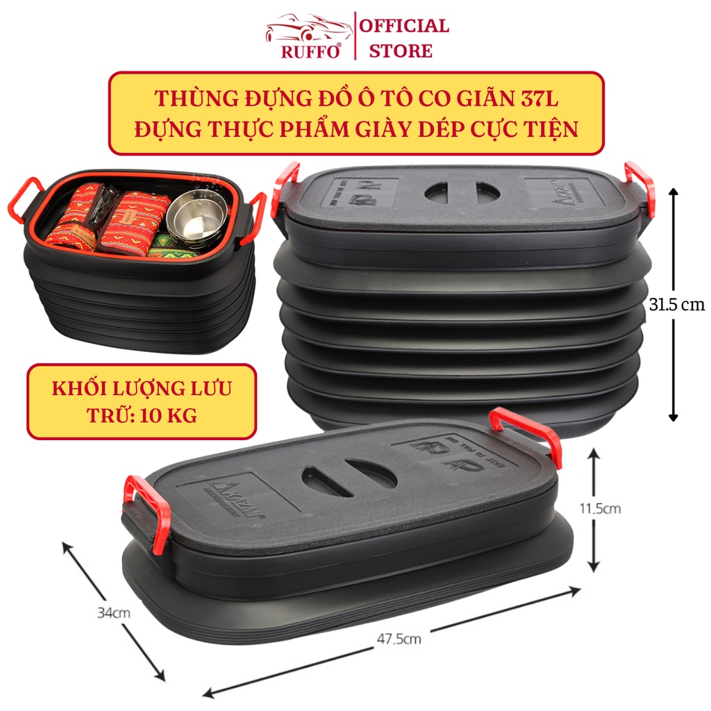Thùng Nhựa Đựng Đồ Ô Tô Ruffo 37l Co Giãn Đa Chức Năng Đựng Giày Dép Thực Phẩm Quần Áo Đồ Chơi Dung Dịch Lỏng Giá Rẻ