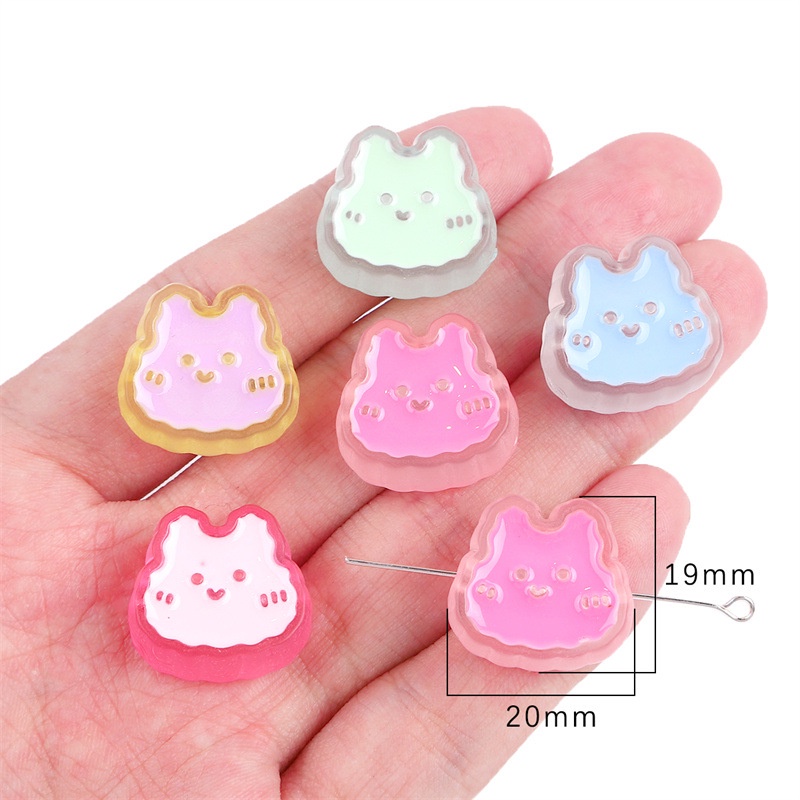 Set 4 / 10 Hạt Nhựa Acrylic Trong Suốt Hình Hoa / Gấu / Cherry Tự Làm Trang Sức