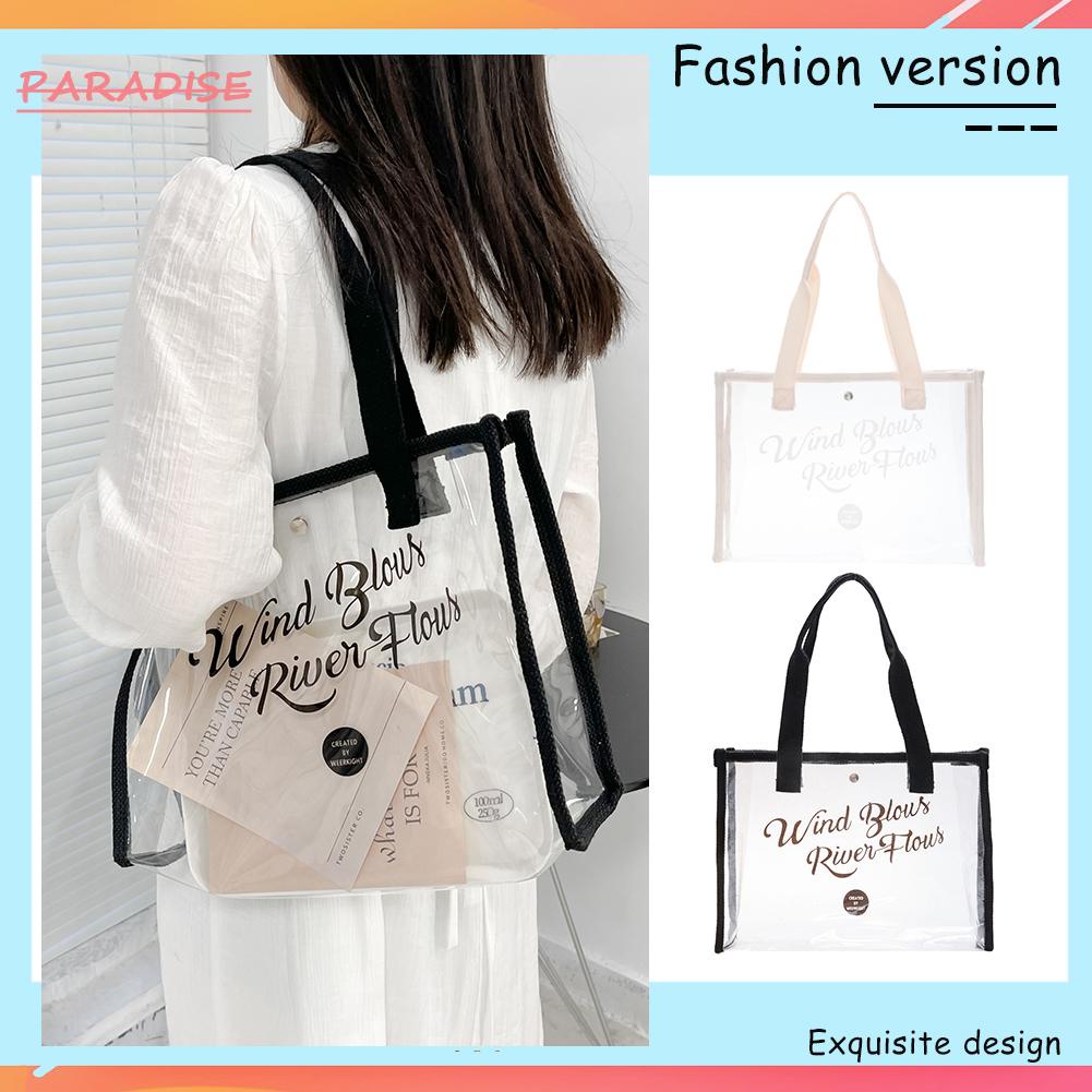 Túi Xách Tote Chất Liệu PVC Trong Suốt Chống Thấm Nước Cỡ Lớn Thời Trang Đi Biển