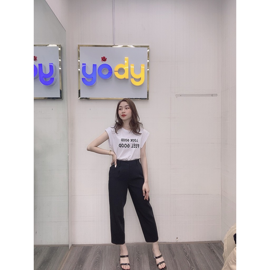 Áo thun nữ YODY in Look good feel good phông nữ cotton mềm mịn TSN3994