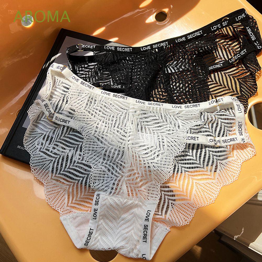 Quần Lót Lưới Lọt Khe Lưng Thấp Màu Trơn Thiết Kế In Chữ Thời Trang Quyến Rũ Cho Nữ