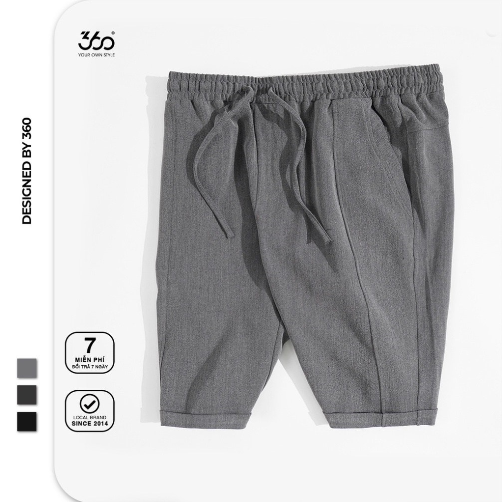(Sẵn) Quần sooc vải nam local brand 360 BOUTIQUE cạp chun có dây rút - QSVOL301 (ảnh thật)