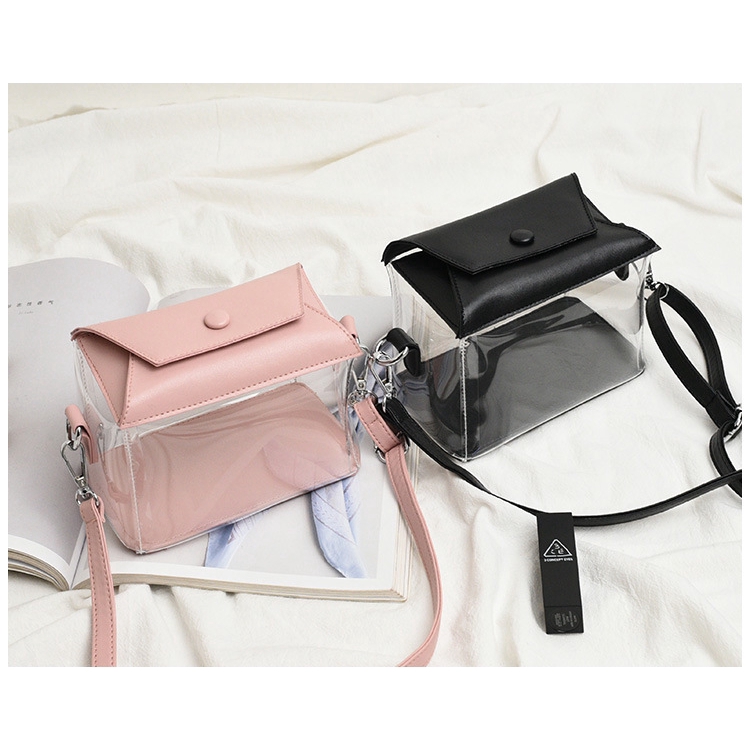 Túi đeo chéo vuông nhựa trong suốt kiểu dáng đơn giản IELGY