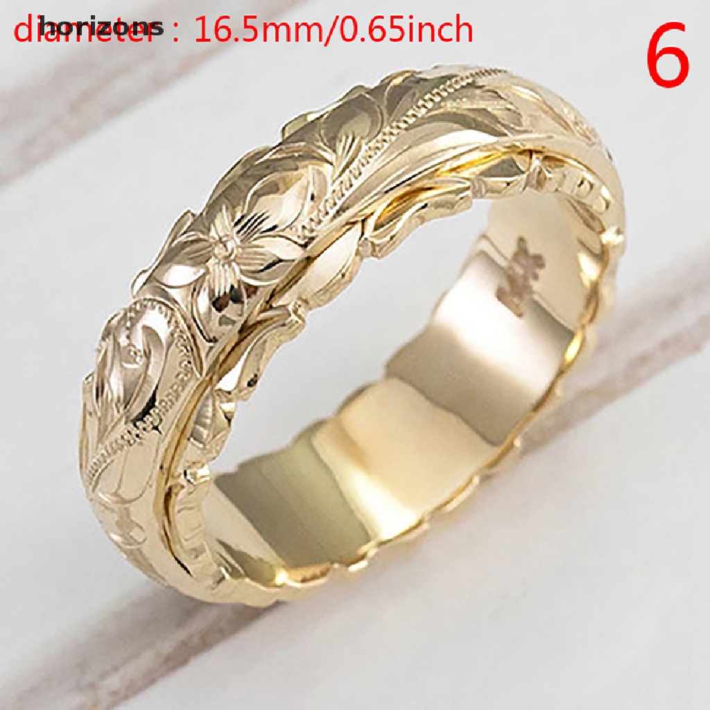 Nhẫn Mạ Vàng 14k Chạm Khắc Hoa Tinh Tế