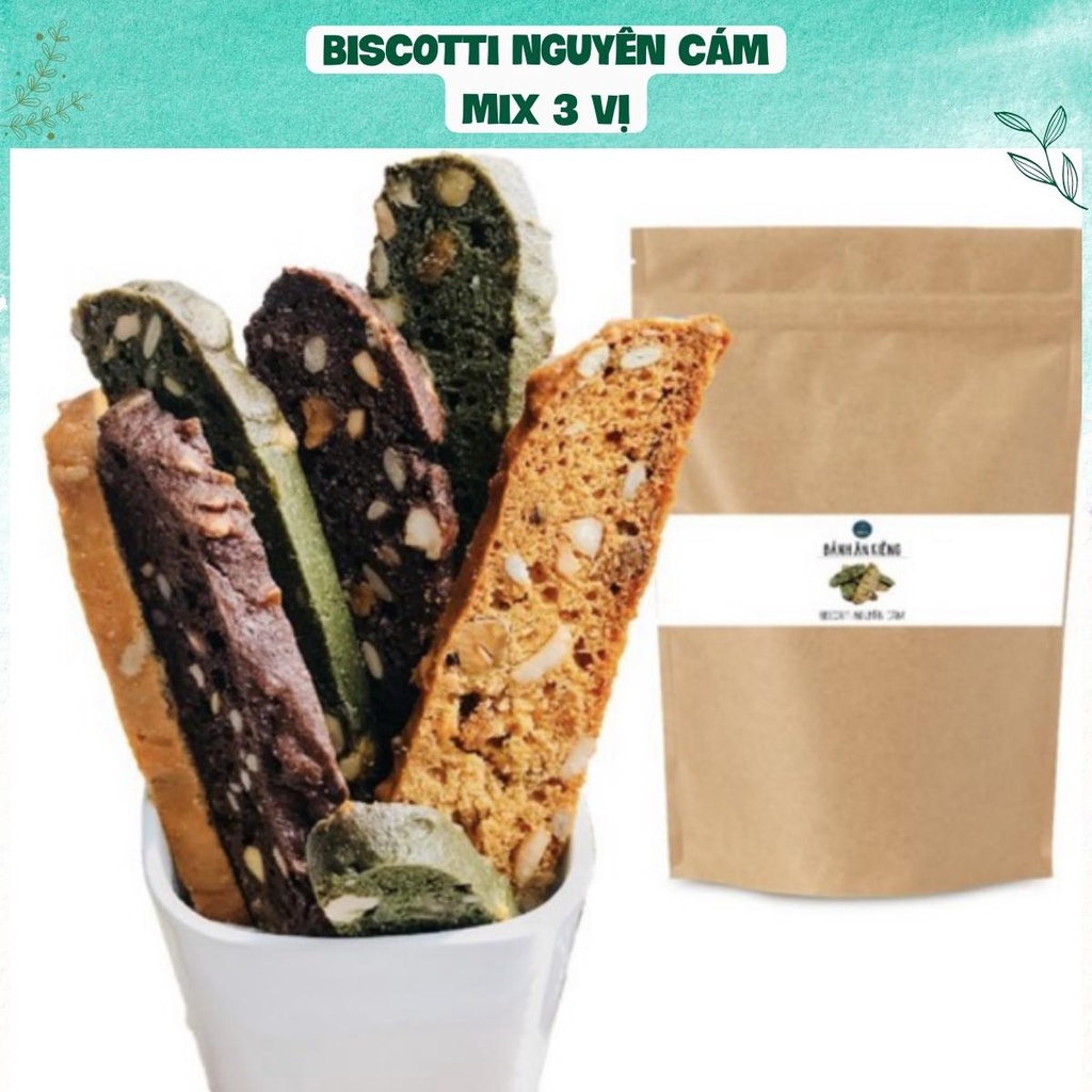 Biscotti nguyên cám mix 3 vị bánh ăn kiêng, giảm cân (loại mềm, cắt mỏng) by Tiệm nhà Mơ