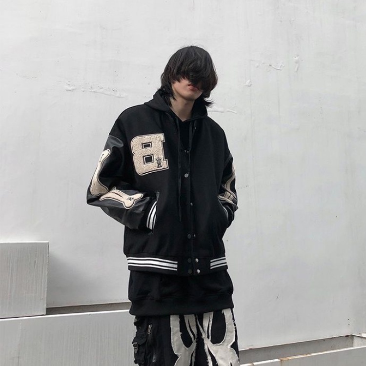 Áo Khoác Bóng Chày Bằng Da Dáng Rộng Thêu Họa Tiết Phong Cách Hàn Quốc Cổ Điển Thời Trang Cho Nam Và Nữ