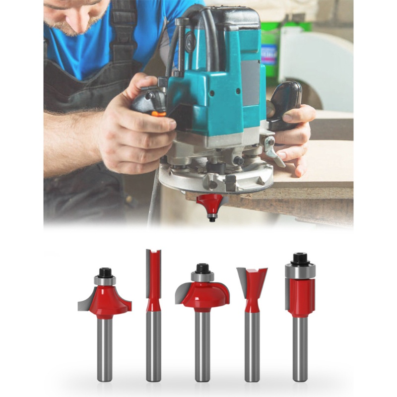 Bộ 15 Mũi Phay Router 1 / 4 Inch Cắt Thẳng Cho Chế Biến Gỗ