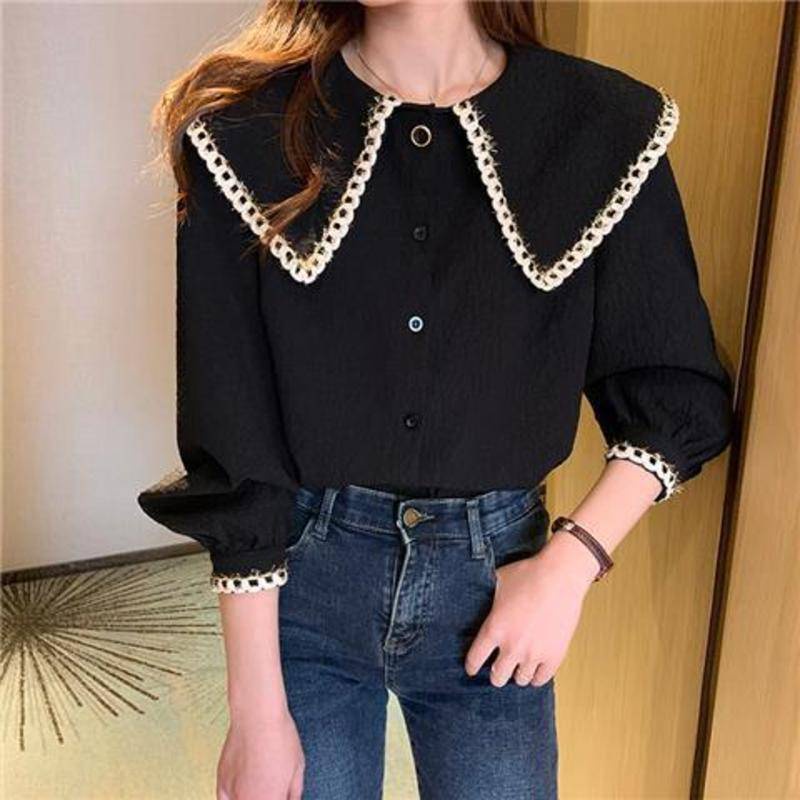 Áo Sơ Mi Tay Dài Cổ Búp Bê Màu Sắc Ngọt Ngào Phong Cách Kikyo Thời Trang Xuân Thu Cho Nữ