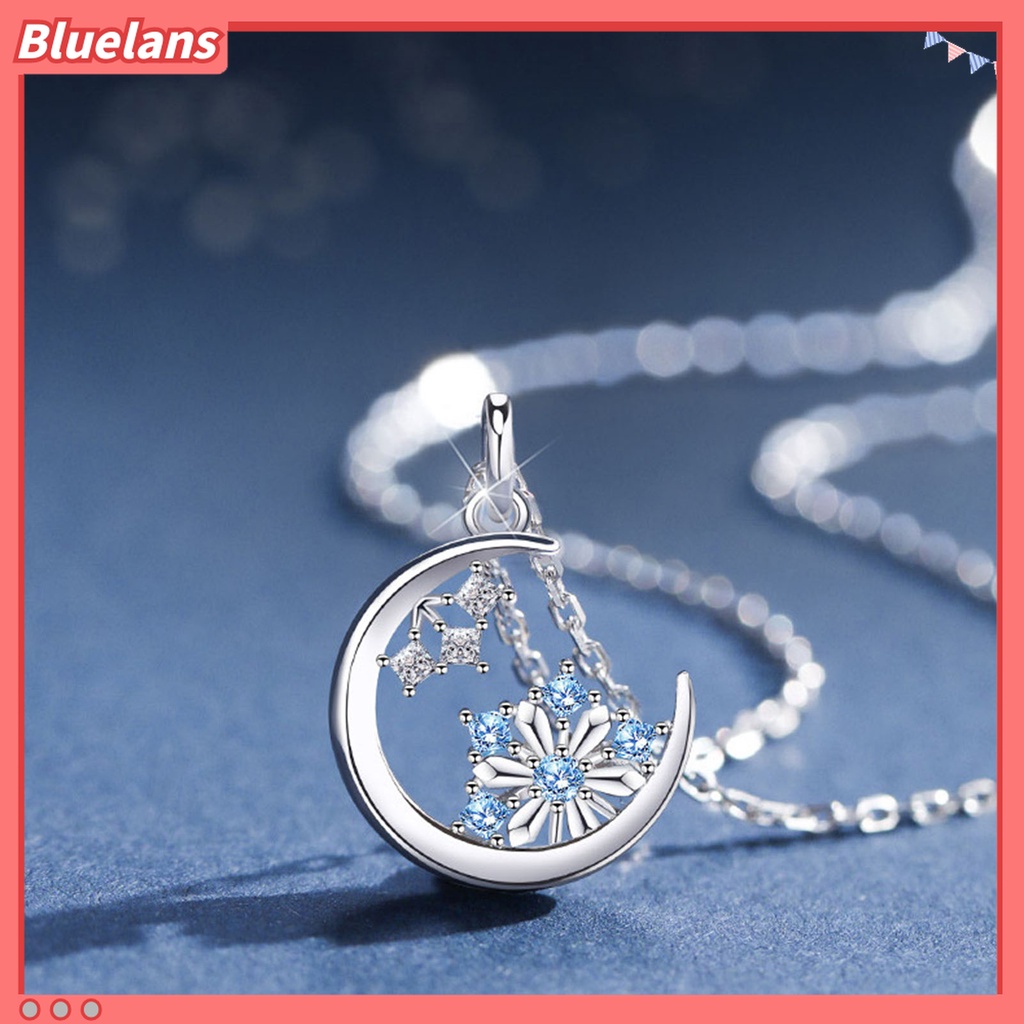 Vòng cổ Mặt Hình Hoa Tuyết / Mặt Trăng Đính Đá Chống Mài Mòn Phong Cách Hàn Quốc 48h