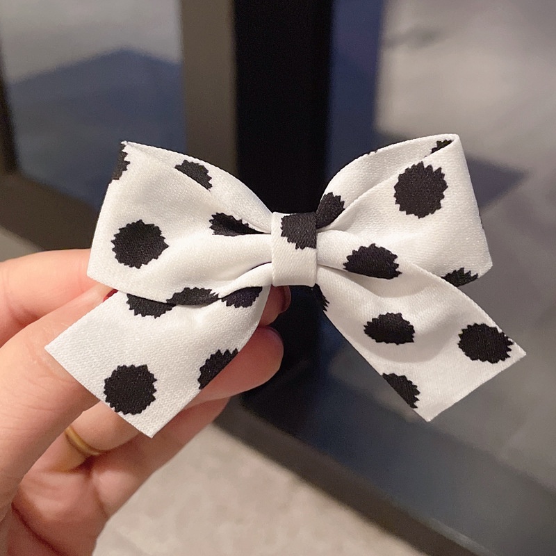 Kẹp Tóc Nơ Họa Tiết Chấm Bi Màu Cà Phê Phong Cách Hàn Quốc Dễ Thương Thời Trang Cho Bé Gái