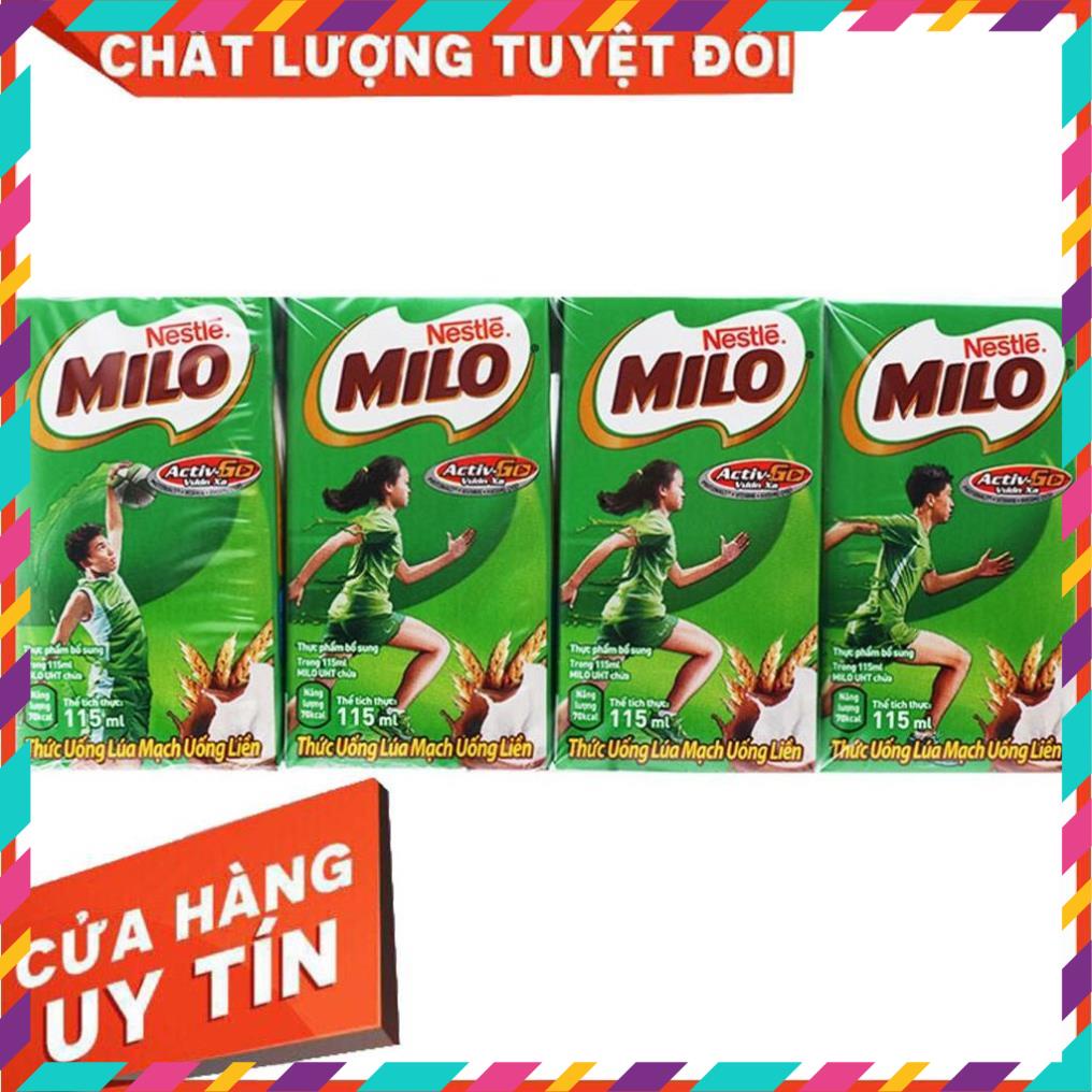 Lốc 4 hộp x115ml Thức uống lúa mạch Milo Nestle